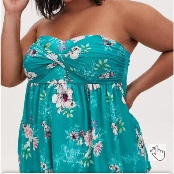 Torrid Mesh Strapless Twisted Babydoll Tunic Top Size 5X - Picture 2 of 12